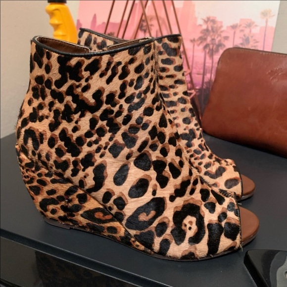 Cheetah Open Toe Wedge Booties - Picture 2 of 5